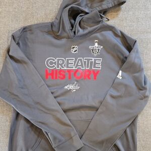 adidas Gray and Red "Create History" Capitals Crewneck Hoodie